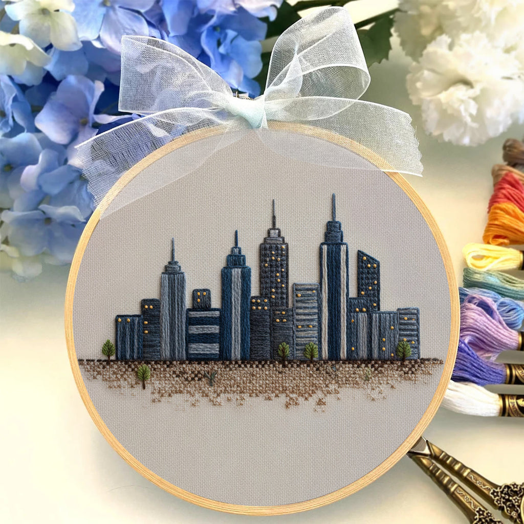 Rubbyoo Embroidery Kit - Urban Skyline Cityscape | Beginner-friendly Handcraft Starter | Sleek Architectural Work - image 4