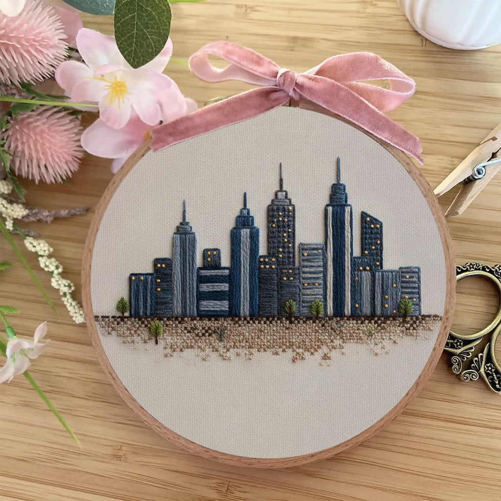 Rubbyoo Embroidery Kit - Urban Skyline Cityscape | Beginner-friendly Handcraft Starter | Sleek Architectural Work - image 5