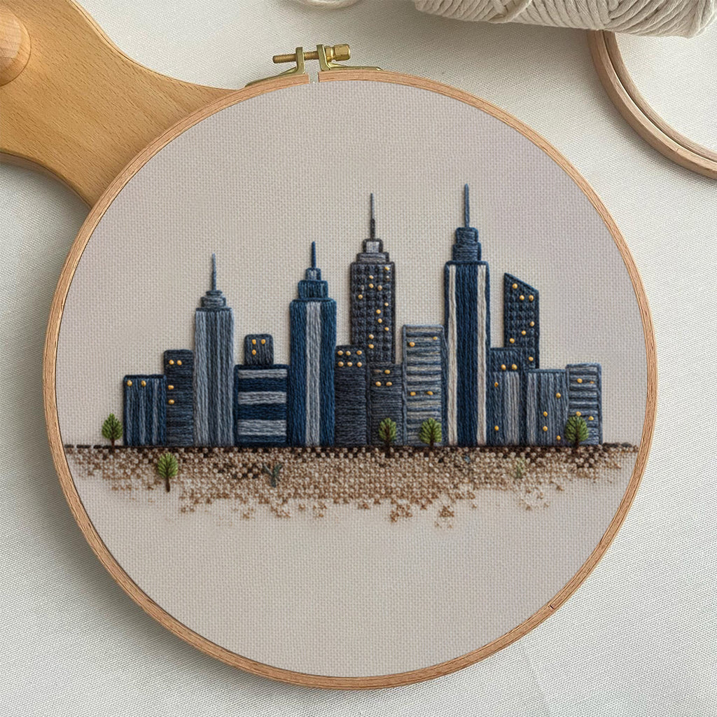 Rubbyoo Embroidery Kit - Urban Skyline Cityscape | Beginner-friendly Handcraft Starter | Sleek Architectural Work - image 2