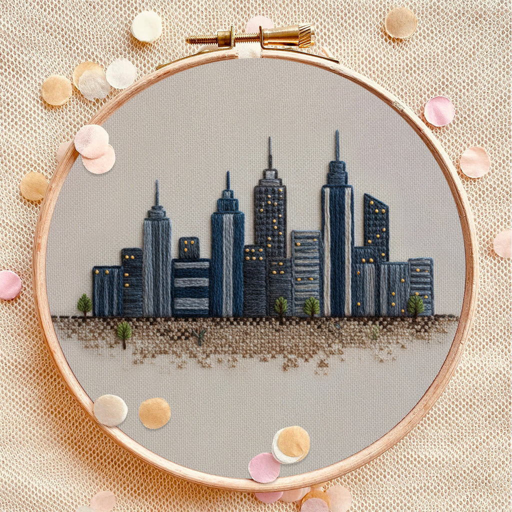 Rubbyoo Embroidery Kit - Urban Skyline Cityscape | Beginner-friendly Handcraft Starter | Sleek Architectural Work - image 8
