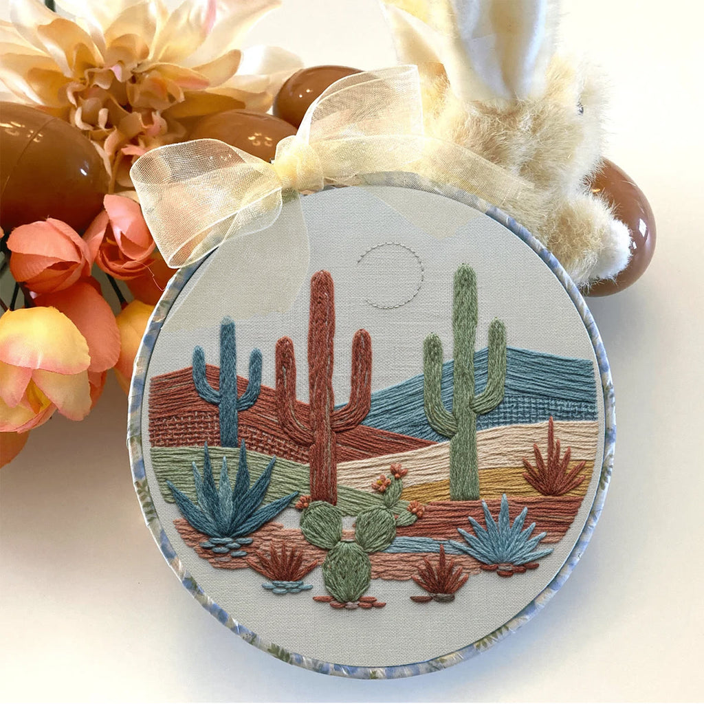 Rubbyoo Embroidery Kit - Desert Cactus Moonlit Landscape | Bohemian Home Accent | Colorful Scenic Creation - image 5