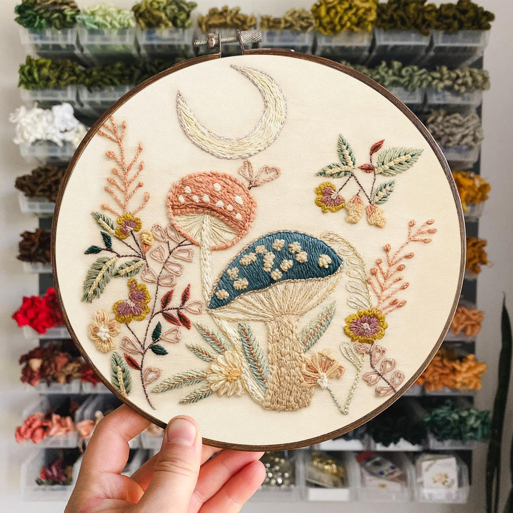 Rubbyoo Embroidery Kit - Mushroom With Moon | Diy Hoop Art | Perfect Needle Craft For Beginner  - image 5