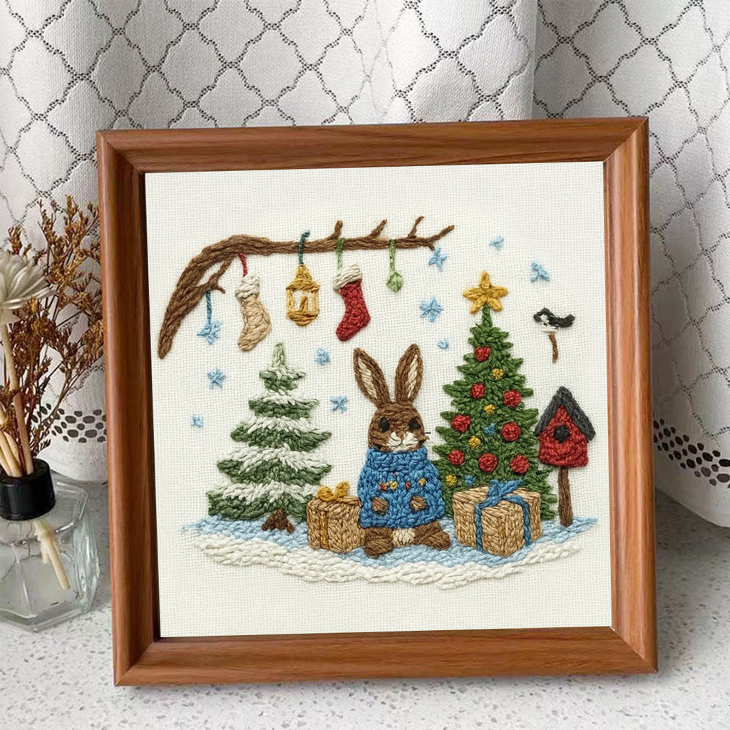 Rubbyoo Embroidery Kit - Christmas Bunny | Lovely Animal Craft  | Nice Holiday Gift Idea  - Embroidery Kit Plus An Extra Frame - image 9