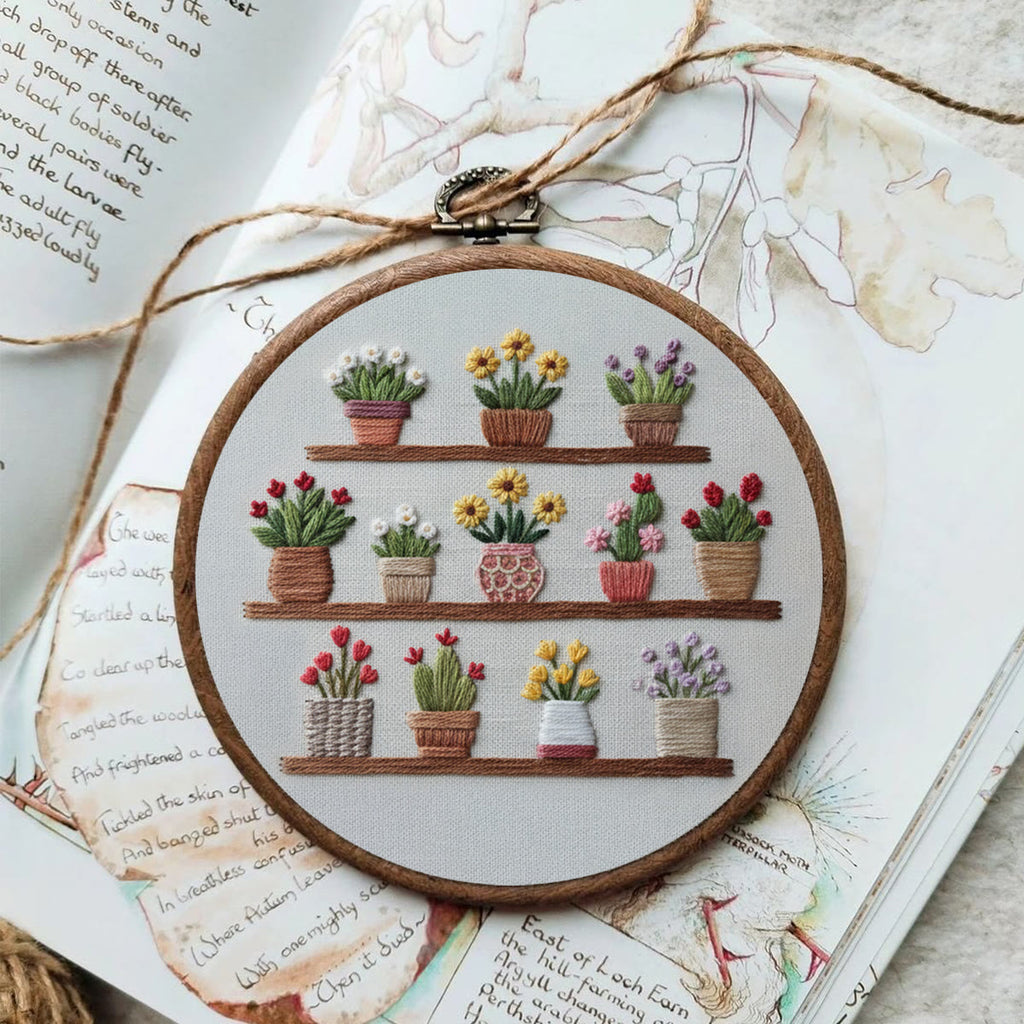 Rubbyoo Embroidery Kit - Blooming Flower Pot | Unique Floral Needlepoint | Gift For Her - image 3
