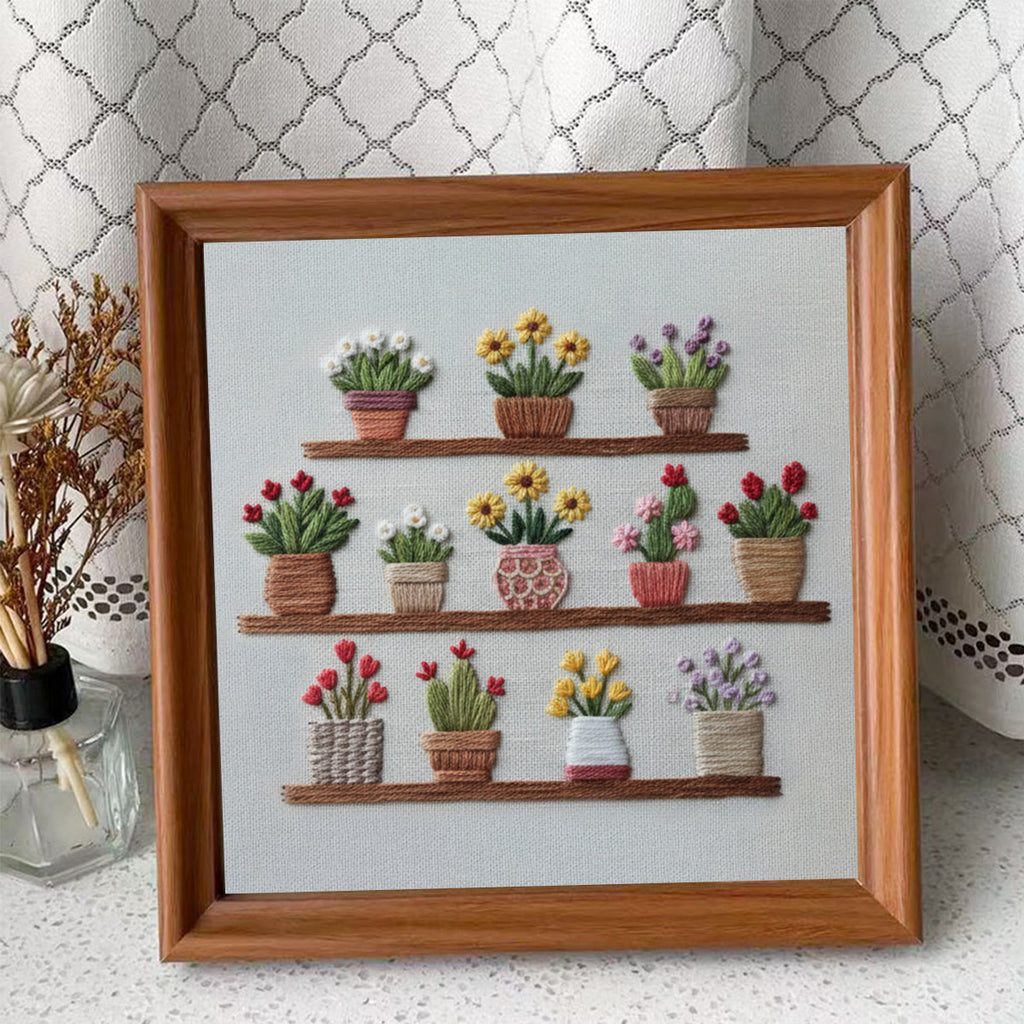 Rubbyoo Embroidery Kit - Blooming Flower Pot | Unique Floral Needlepoint | Gift For Her - Embroidery Kit Plus An Extra Frame - image 9