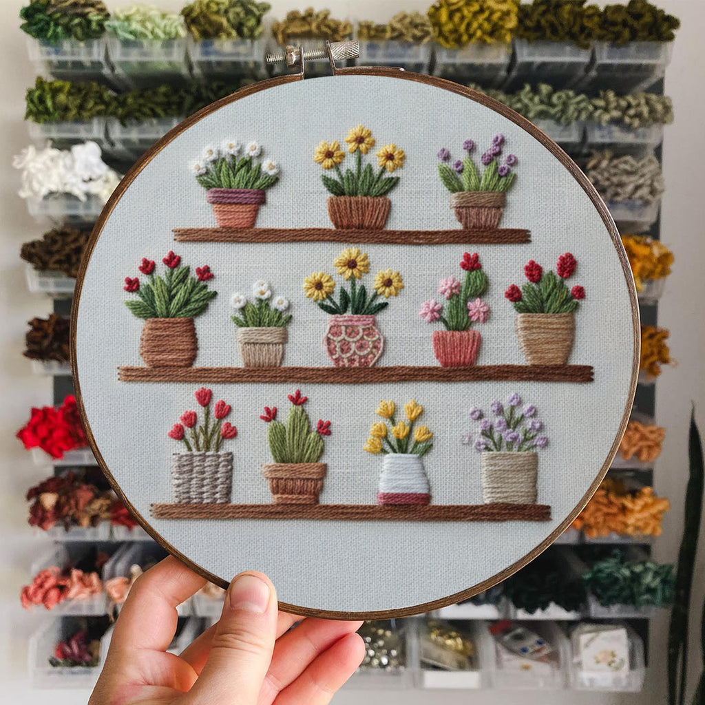 Rubbyoo Embroidery Kit - Blooming Flower Pot | Unique Floral Needlepoint | Gift For Her - image 4