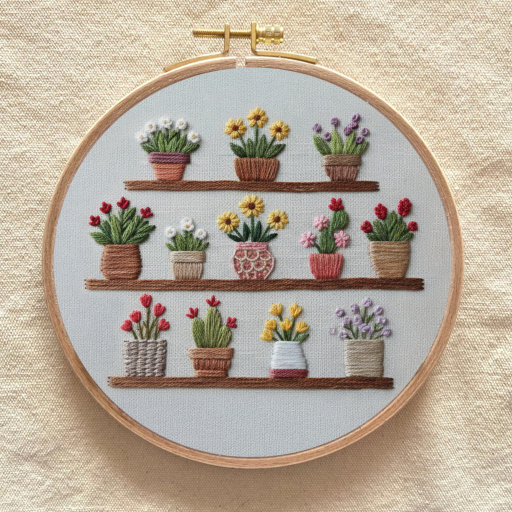 Rubbyoo Embroidery Kit - Blooming Flower Pot | Unique Floral Needlepoint | Gift For Her - image 7