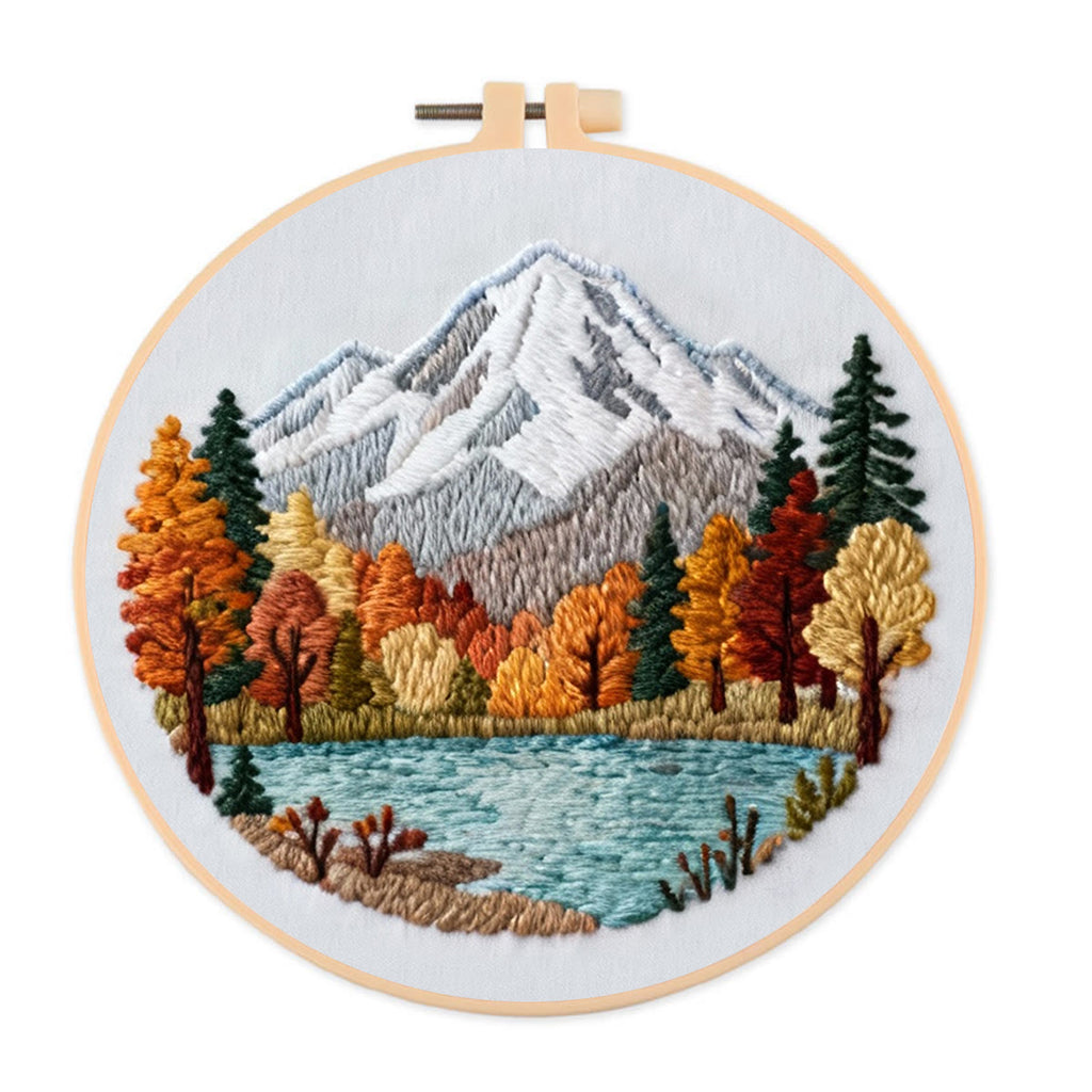 Rubbyoo Embroidery Kit - Mountain Scene | Diy Art Collection | Perfect Stitch Craft - 20*20cm - image 0