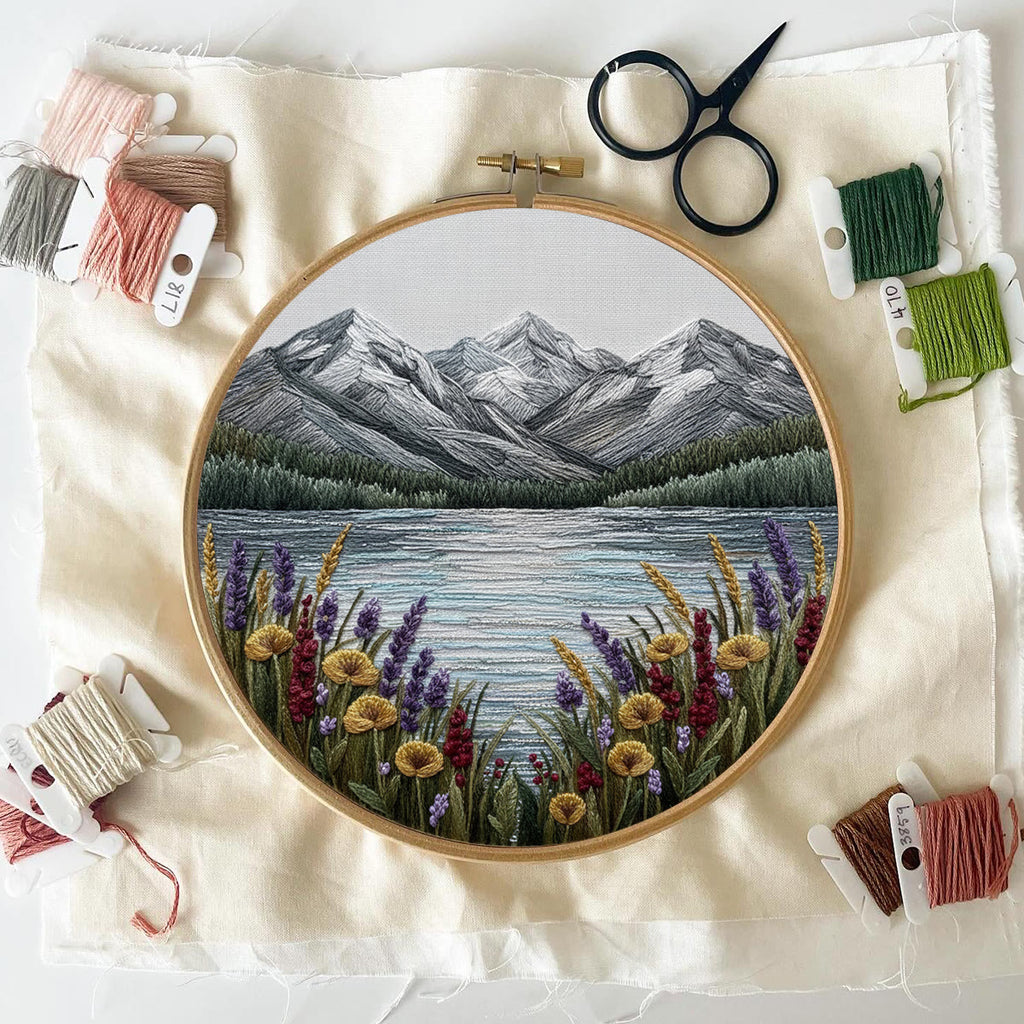 Rubbyoo Embroidery Kit - Mountain Lake | Landscape Hoop Art | Perfect Wall Hanging - image 4