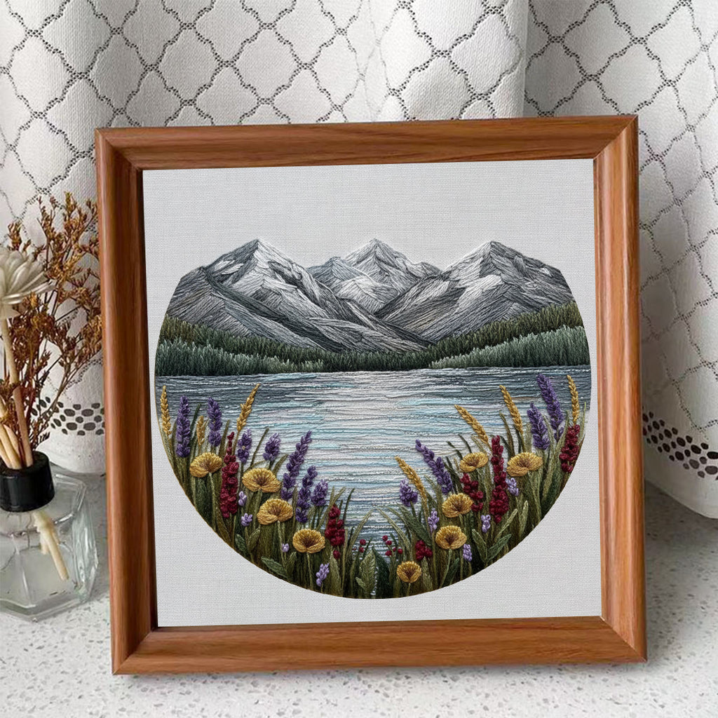 Rubbyoo Embroidery Kit - Mountain Lake | Landscape Hoop Art | Perfect Wall Hanging - Embroidery Kit Plus An Extra Frame - image 9
