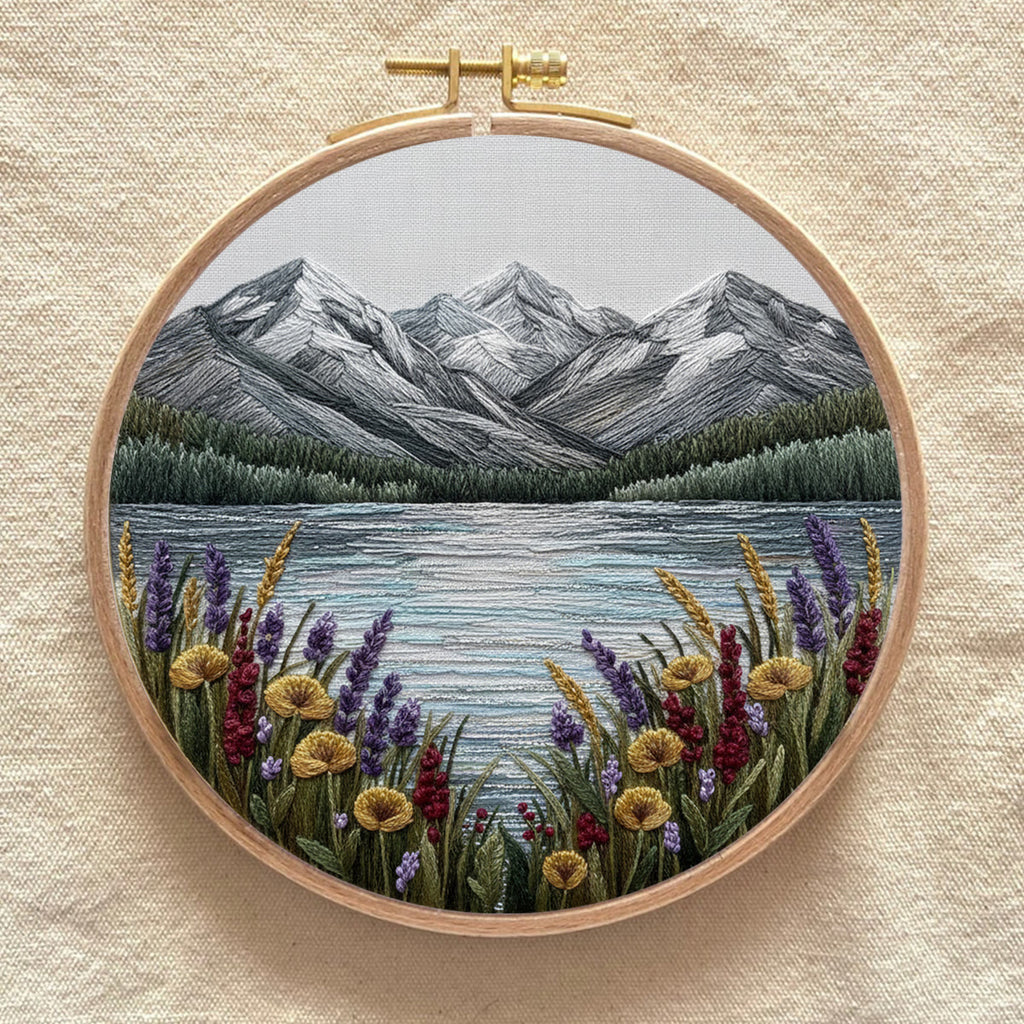 Rubbyoo Embroidery Kit - Mountain Lake | Landscape Hoop Art | Perfect Wall Hanging - image 6