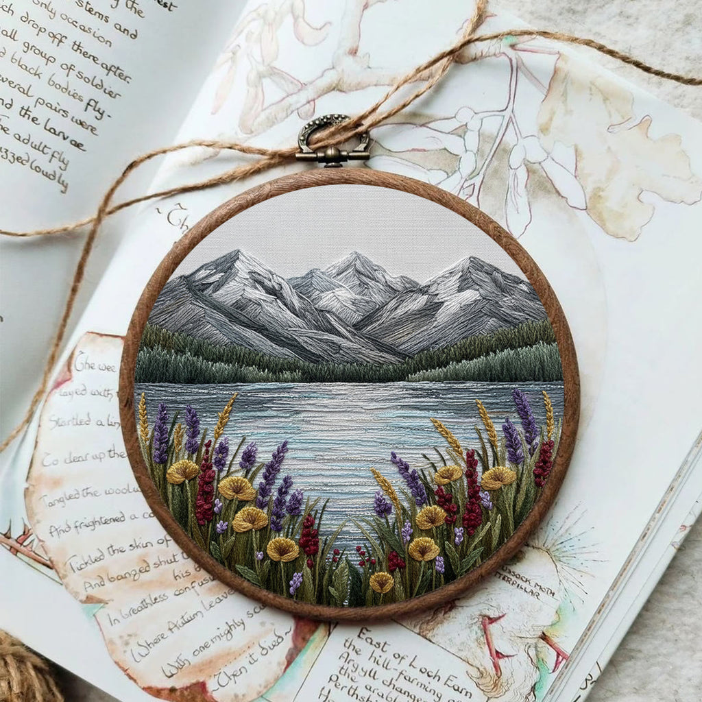 Rubbyoo Embroidery Kit - Mountain Lake | Landscape Hoop Art | Perfect Wall Hanging - image 1