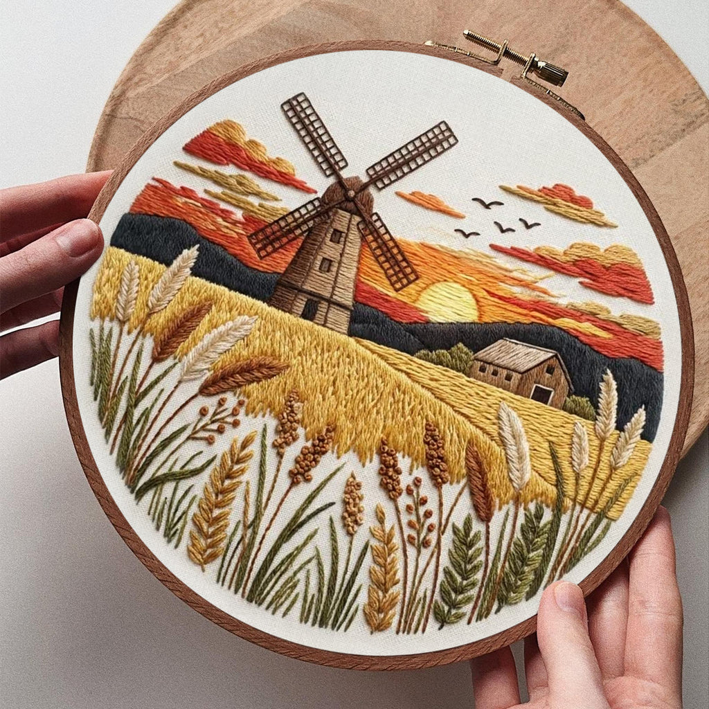 Rubbyoo Embroidery Kit - Countryside Sunset | Creative Landscape Craft | Handmade Desk Ornament - image 7