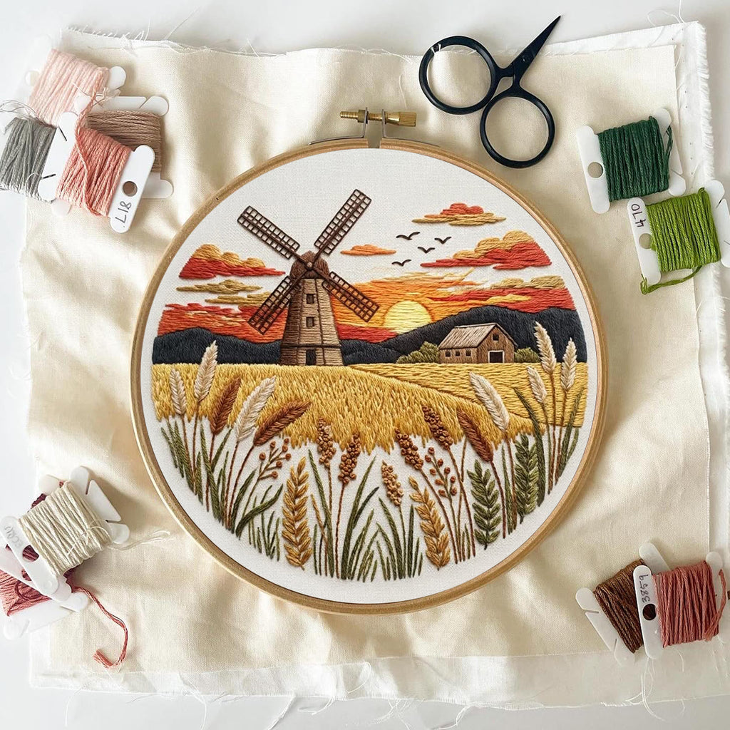 Rubbyoo Embroidery Kit - Countryside Sunset | Creative Landscape Craft | Handmade Desk Ornament - image 4