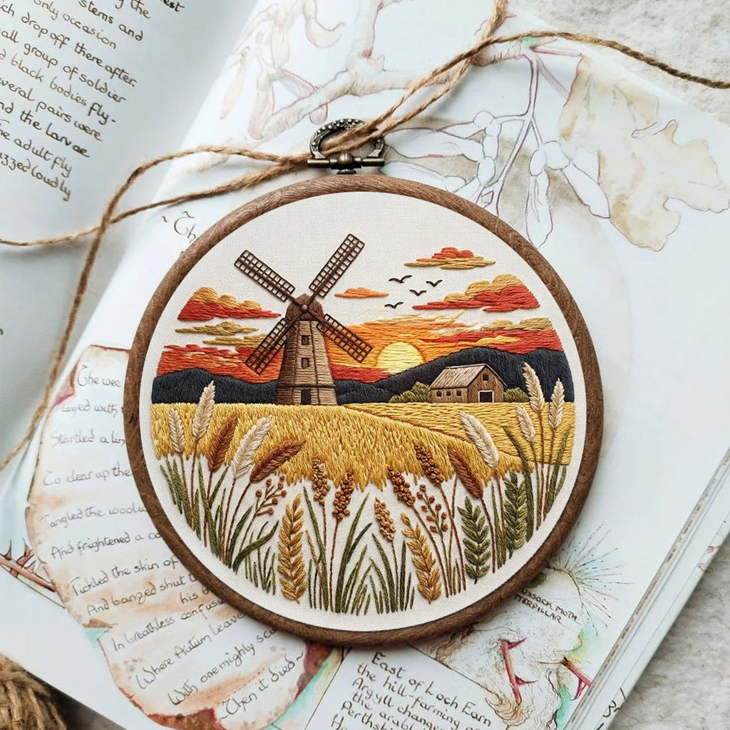 Rubbyoo Embroidery Kit - Countryside Sunset | Creative Landscape Craft | Handmade Desk Ornament - image 2