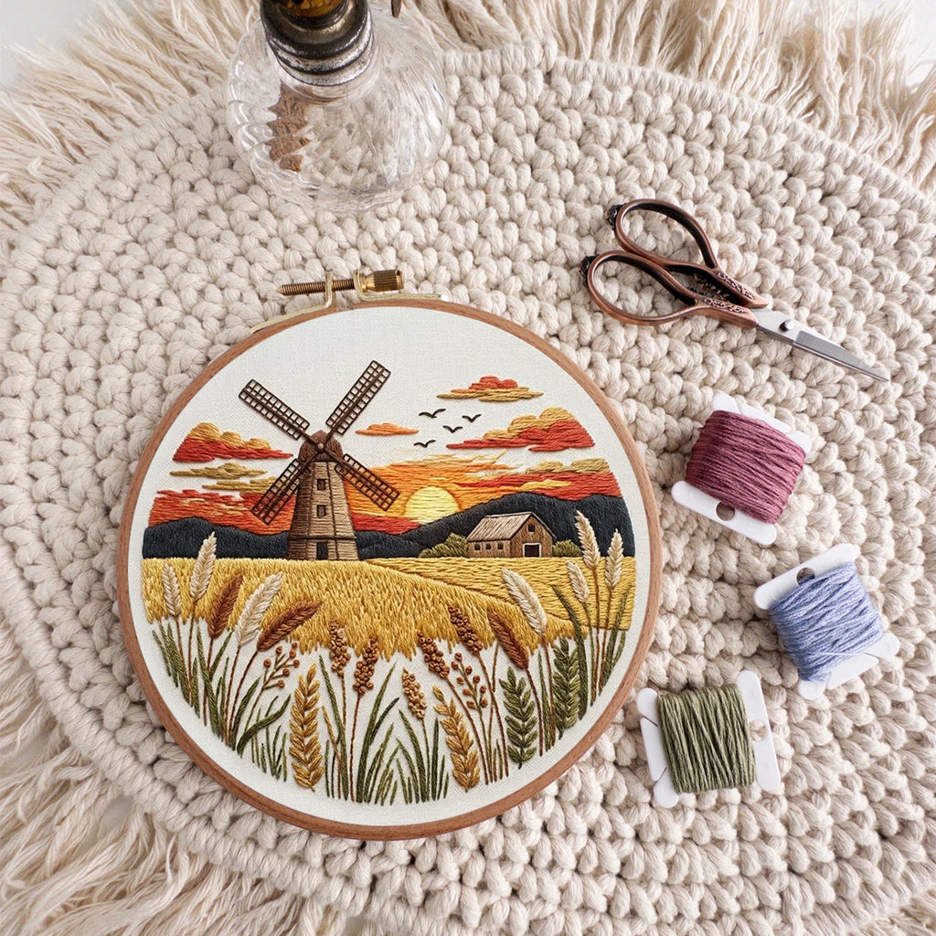 Rubbyoo Embroidery Kit - Countryside Sunset | Creative Landscape Craft | Handmade Desk Ornament - image 8