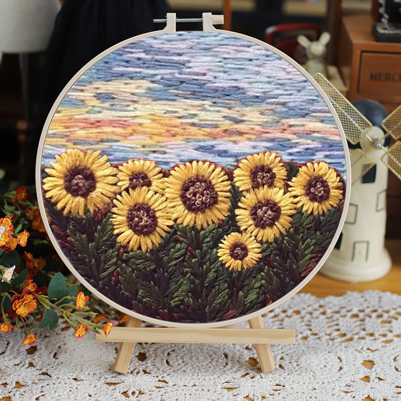 Rubbyoo Embroidery Kit - Majestic Landscape Series | Unique Needle Artwork | Perfect Wall Decoration - 15*15cm - Blooming Sunflower - image 3