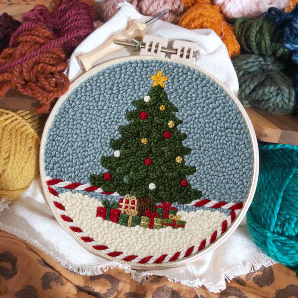 Festive Christmas Tree Punch Needle Kit – Beginner-Friendly Project | Cheerful Holiday Accent - image 1