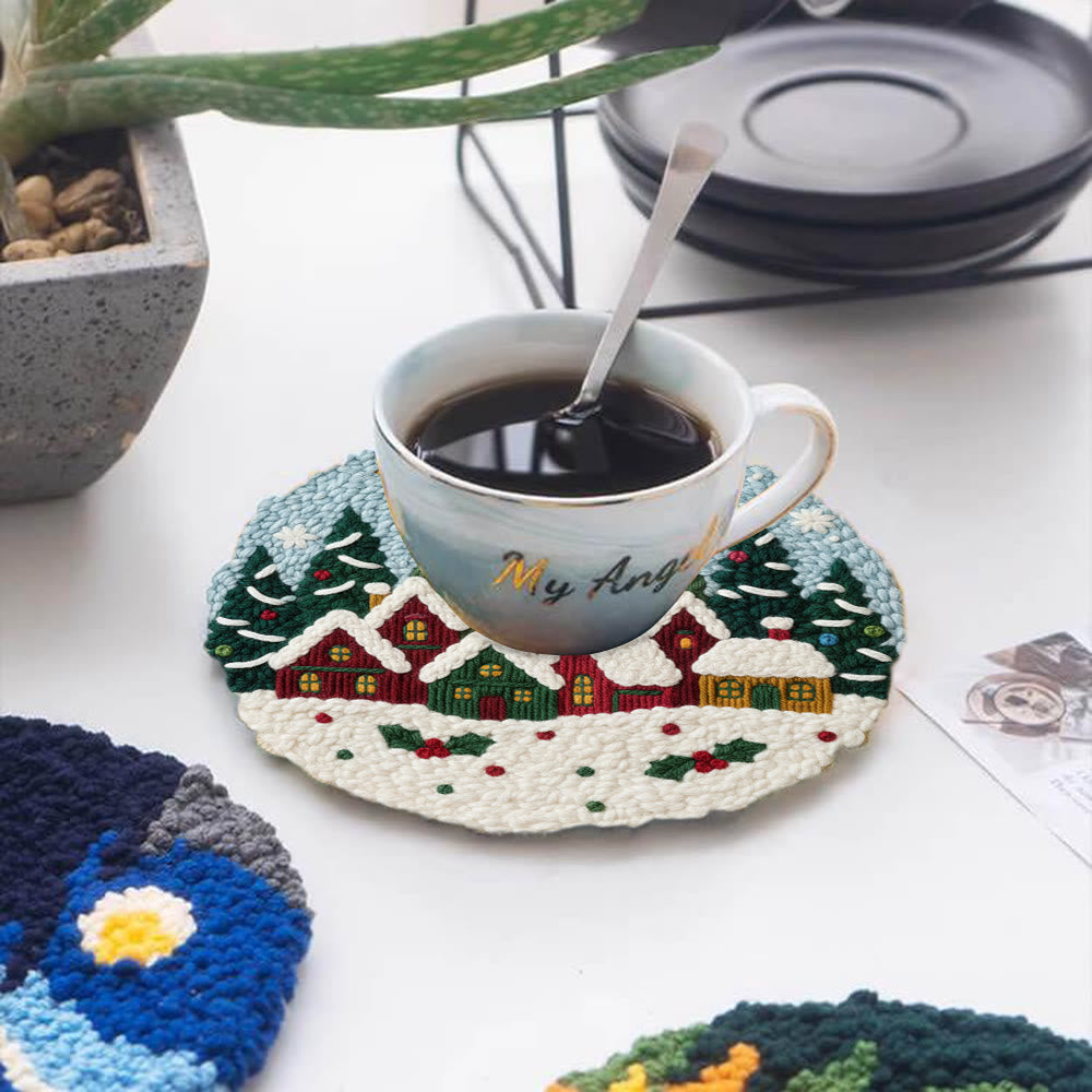 Twinkling Snowy Village Punch Needle Kit – Handmade Gift | Charming Seasonal Wall Piece - image 4