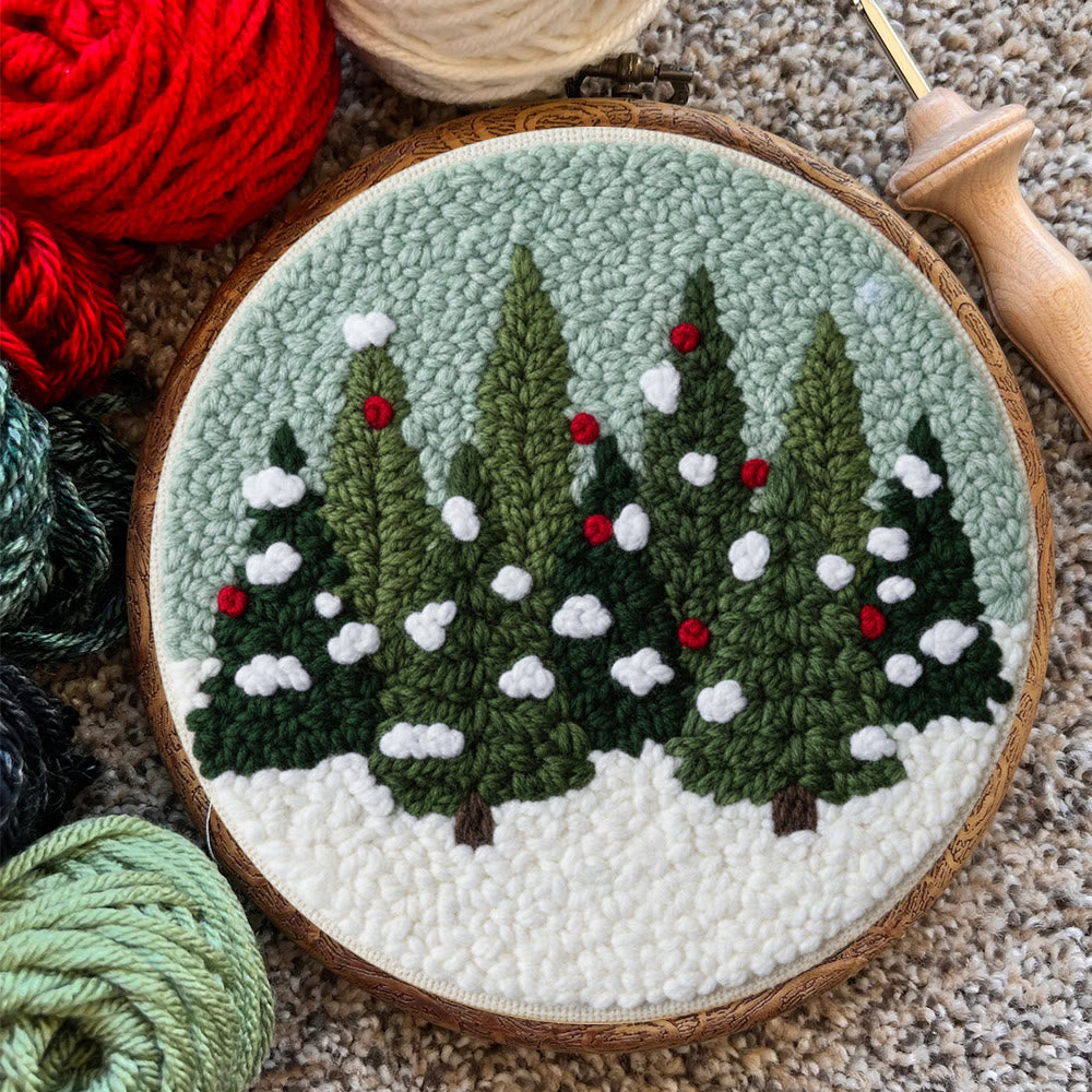 Snowy Pine Grove Punch Needle Kit – Gift for Her | Home Hanging Decor - image 7