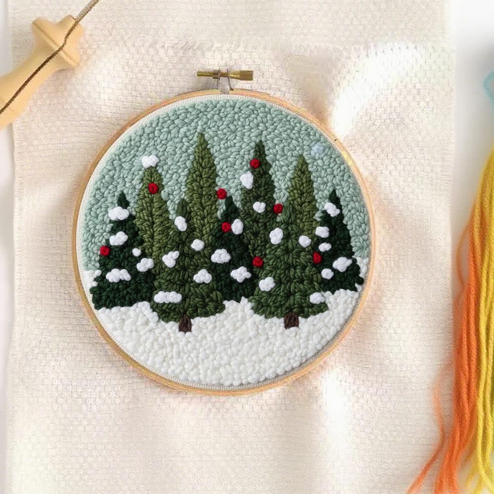 Snowy Pine Grove Punch Needle Kit – Gift for Her | Home Hanging Decor - image 2
