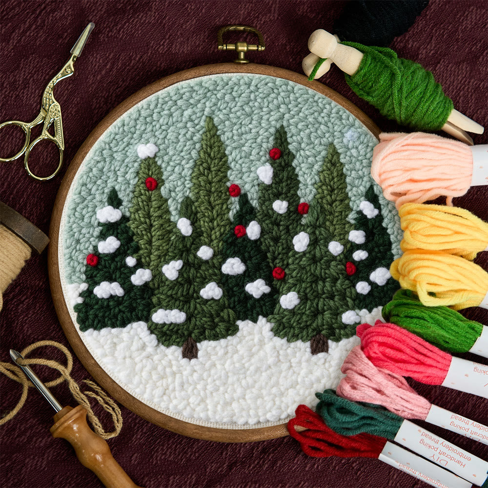 Snowy Pine Grove Punch Needle Kit – Gift for Her | Home Hanging Decor - image 10