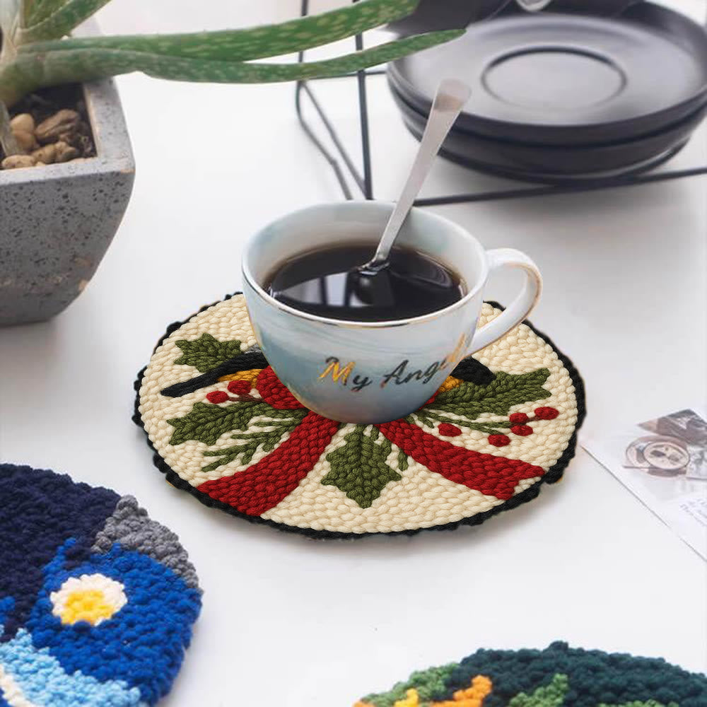 Twin Chickadees Holly Punch Needle Kit – Entry-Level Handcraft | Christmas Home Hanging Craft - image 4