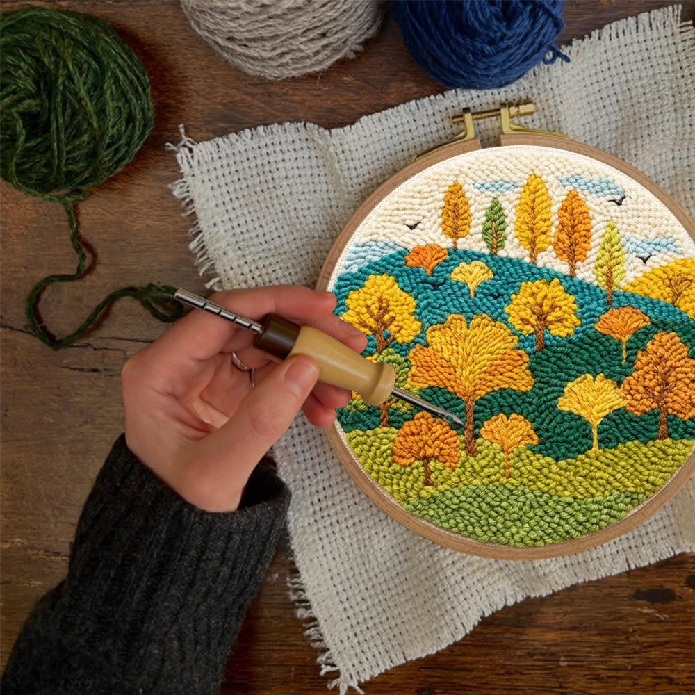 Autumnal Colorful Woods Punch Needle Kit – Easy Diy Creation | Delightful Art Gift - image 7