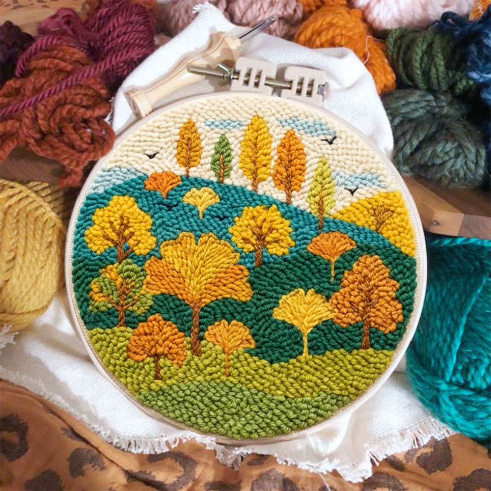 Autumnal Colorful Woods Punch Needle Kit – Easy Diy Creation | Delightful Art Gift - image 2