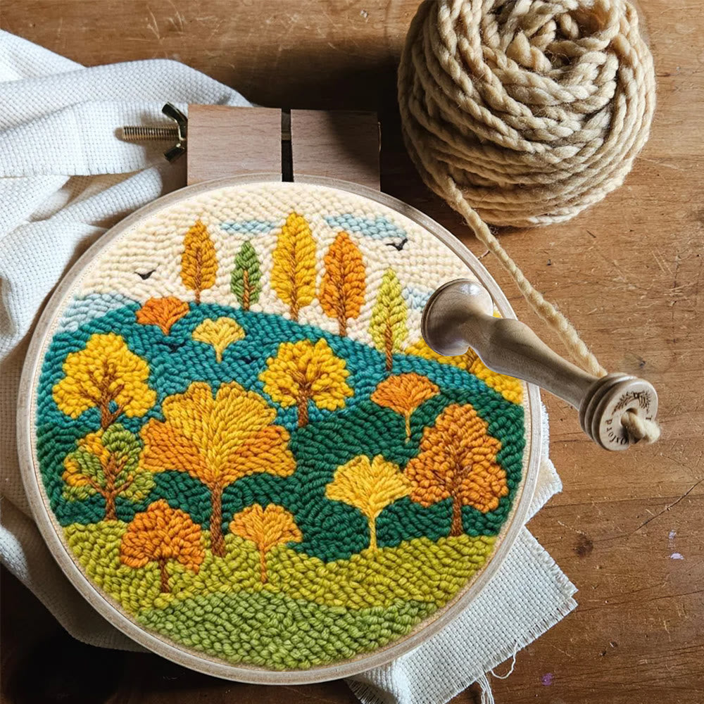 Autumnal Colorful Woods Punch Needle Kit – Easy Diy Creation | Delightful Art Gift - image 8