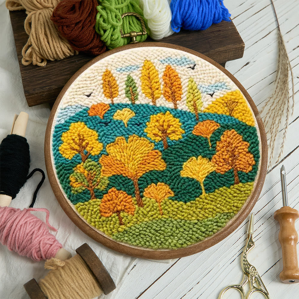 Autumnal Colorful Woods Punch Needle Kit – Easy Diy Creation | Delightful Art Gift - image 10