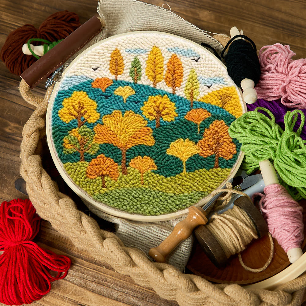 Autumnal Colorful Woods Punch Needle Kit – Easy Diy Creation | Delightful Art Gift - image 11