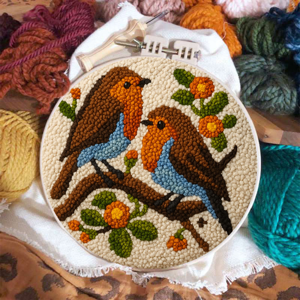 Twin Songbirds Floral Branch Punch Needle Kit – Diy Hand Embroidery | Elegant Home Decor Accent - image 5
