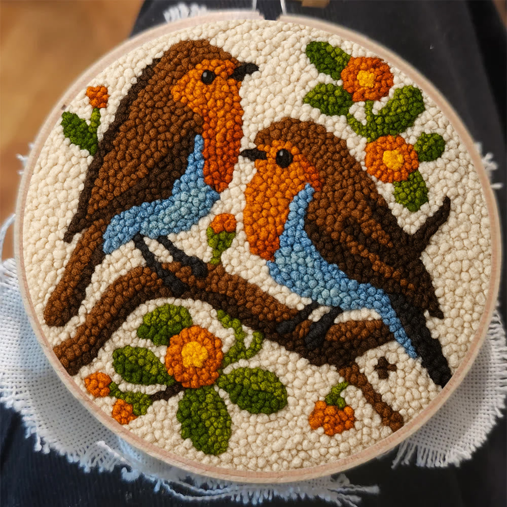 Twin Songbirds Floral Branch Punch Needle Kit – Diy Hand Embroidery | Elegant Home Decor Accent - image 6