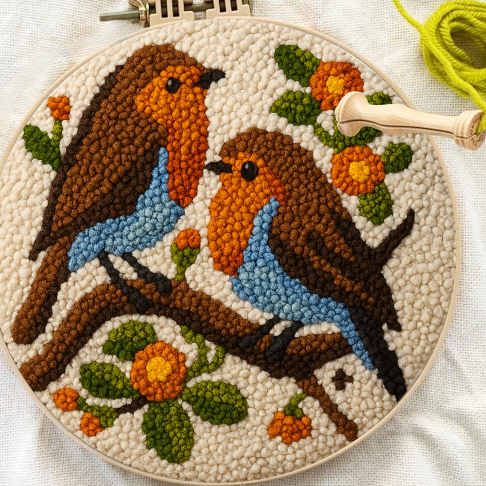Twin Songbirds Floral Branch Punch Needle Kit – Diy Hand Embroidery | Elegant Home Decor Accent - image 7
