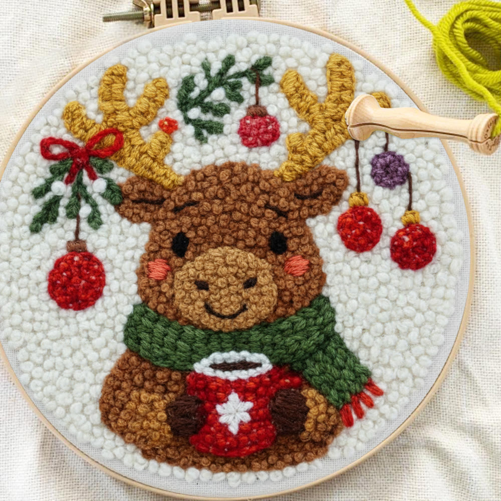Cozy Christmas Moose Punch Needle – Embroidery Craft Set | Warm Winter Decor - image 8