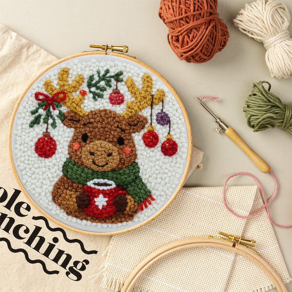 Cozy Christmas Moose Punch Needle – Embroidery Craft Set | Warm Winter Decor - image 9