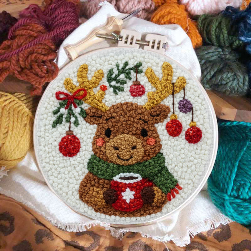 Cozy Christmas Moose Punch Needle – Embroidery Craft Set | Warm Winter Decor - image 6