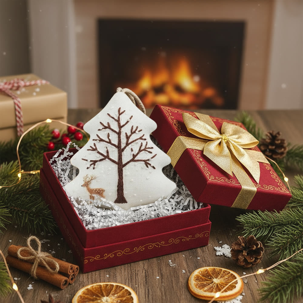 Rubbyoo Tree-shaped Embroidery Kit - Deer With Tree | Unique Winter Craft | Nice For Room Decor - image 3