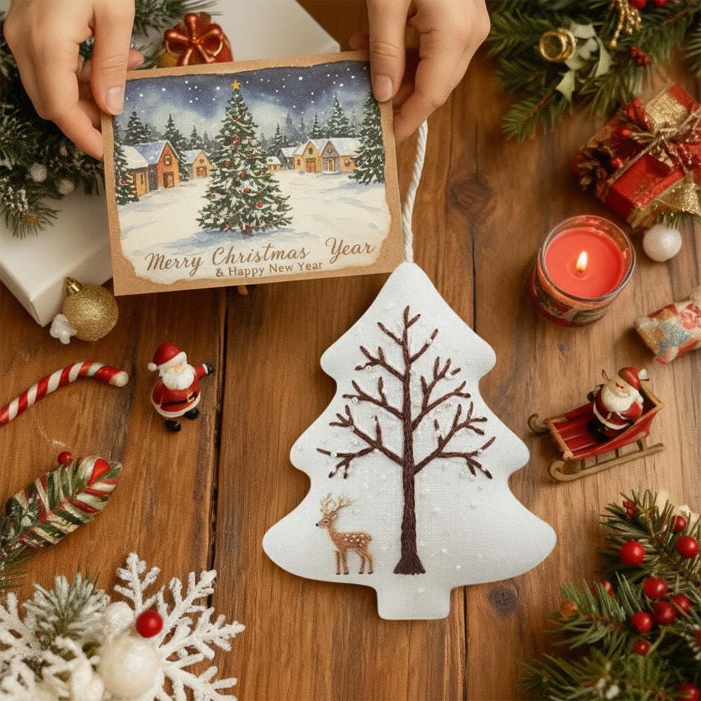Rubbyoo Tree-shaped Embroidery Kit - Deer With Tree | Unique Winter Craft | Nice For Room Decor - image 4