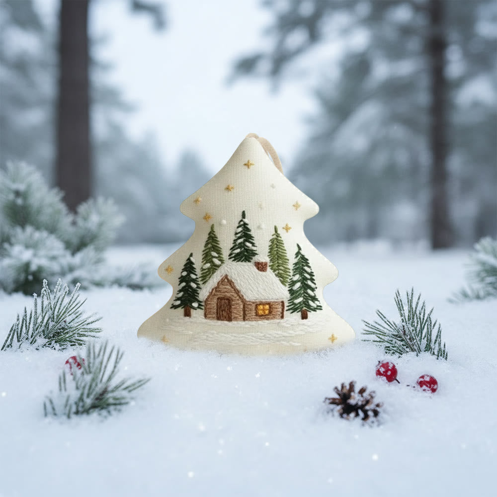 Rubbyoo Tree-shaped Embroidery Kit - Cozy Winter Cabin | DIY Craft for Beginners | Whimsical Holiday Ornament - image 4