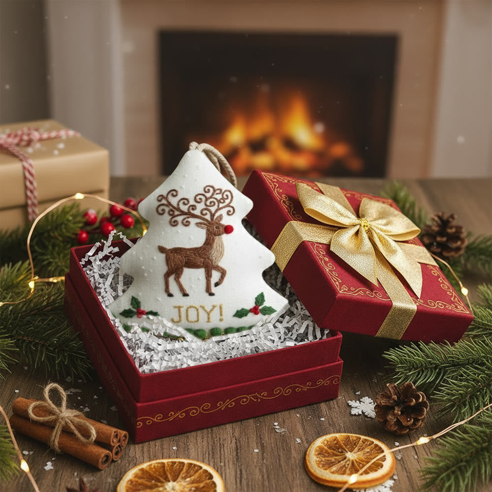 Rubbyoo Tree-shaped Embroidery Kit - Christmas Joyful Deer | Lovely Animal Art | Diy Hanging Craft  - image 7