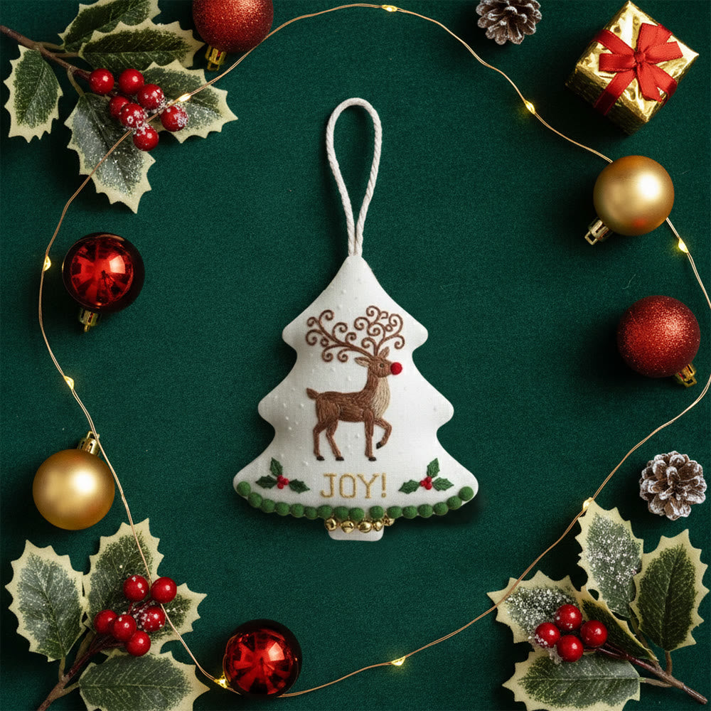 Rubbyoo Tree-shaped Embroidery Kit - Christmas Joyful Deer | Lovely Animal Art | Diy Hanging Craft  - image 8