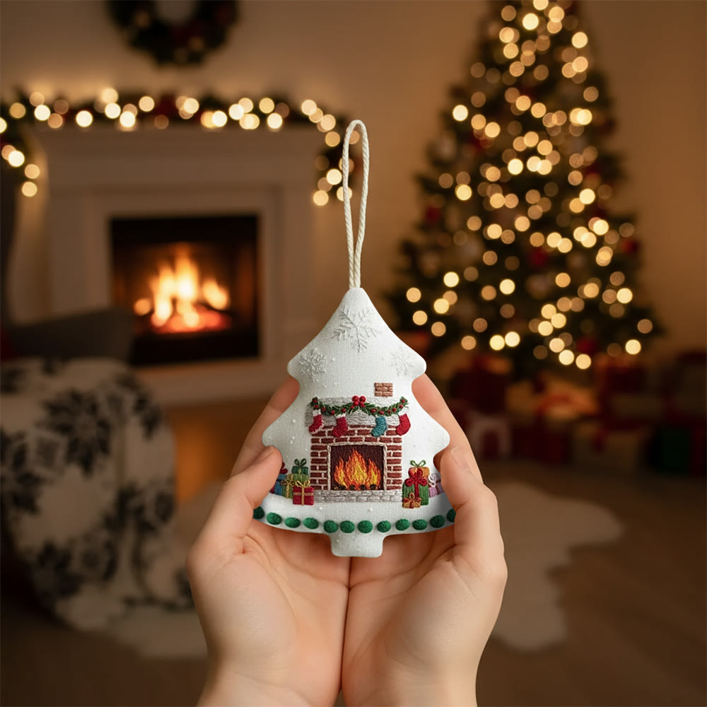 Rubbyoo Tree-shaped Embroidery Kit - Christmas Fireplace | Diy Holiday Gift | Handmade Needle Art - image 5