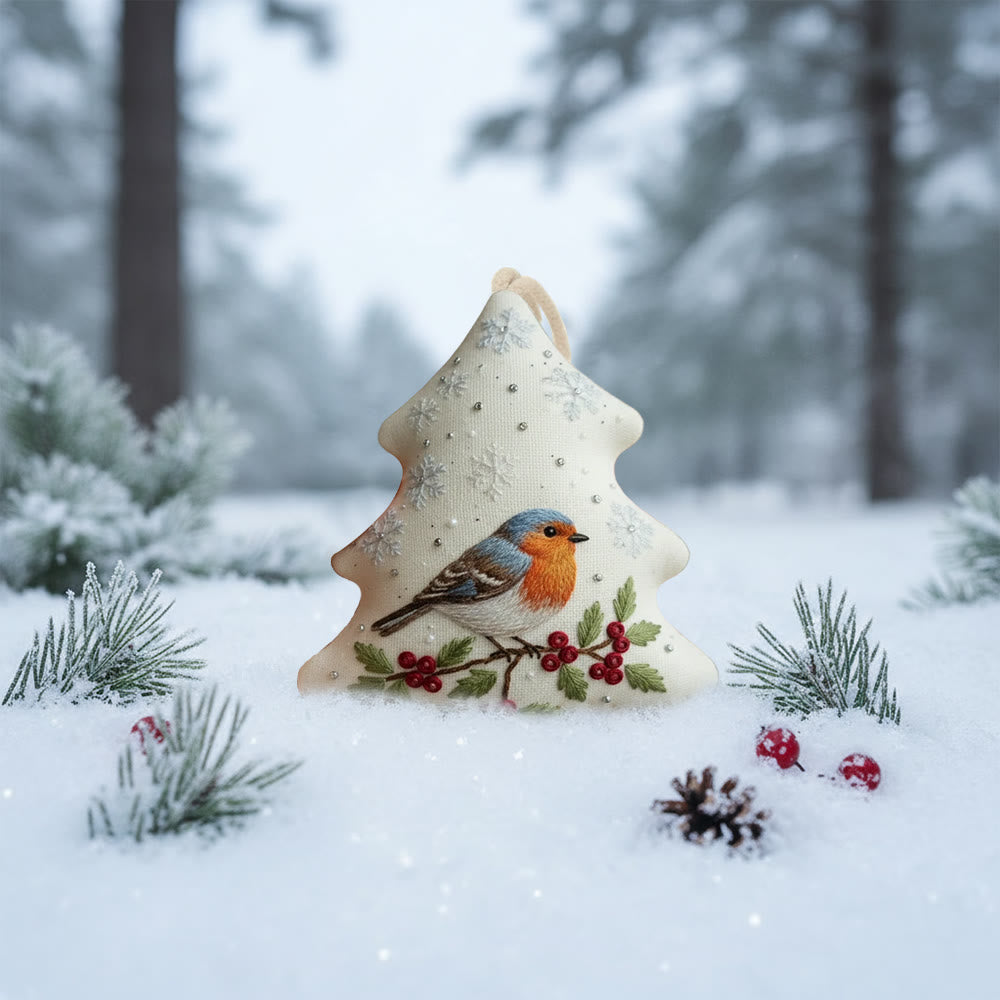 Rubbyoo Tree-shaped Embroidery Kit - Winter Robin | Charming Handmade Ornament | Perfect for Craft Enthusiasts - image 4