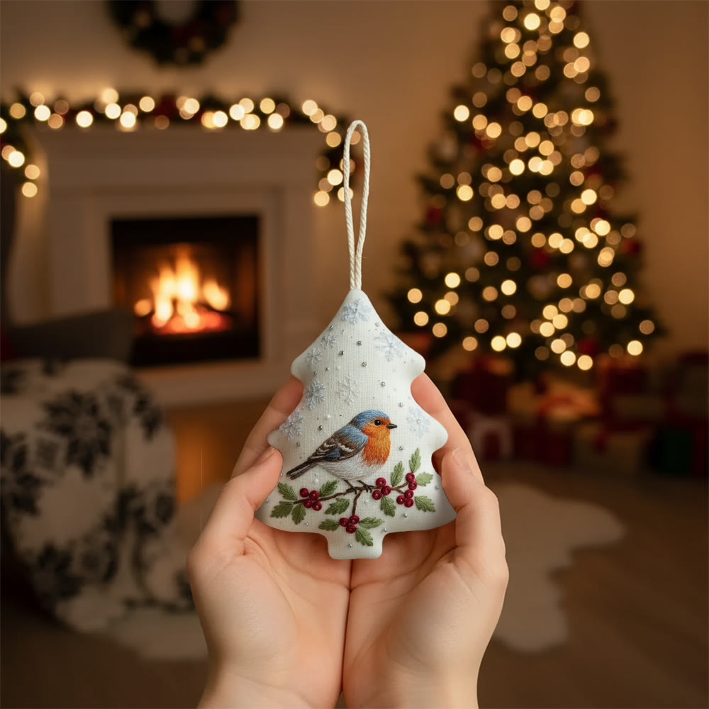 Rubbyoo Tree-shaped Embroidery Kit - Winter Robin | Charming Handmade Ornament | Perfect for Craft Enthusiasts - image 3