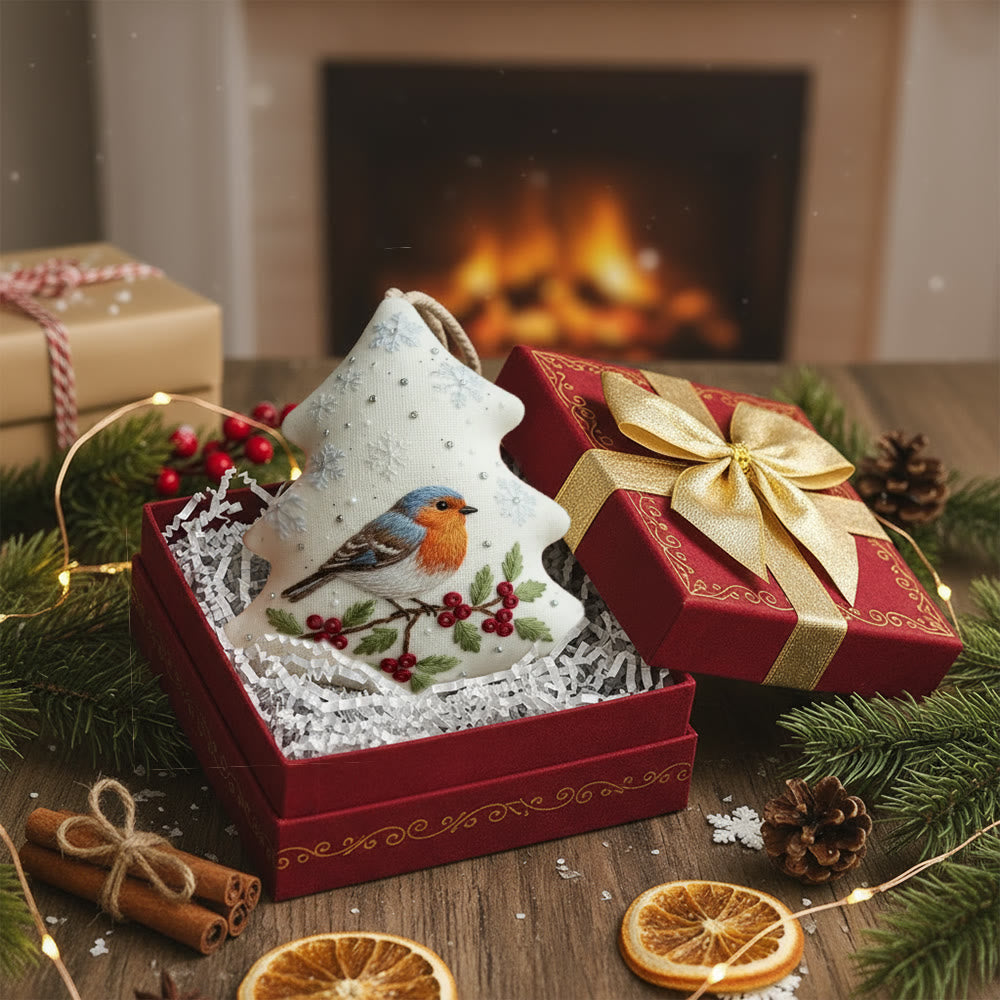 Rubbyoo Tree-shaped Embroidery Kit - Winter Robin | Charming Handmade Ornament | Perfect for Craft Enthusiasts - image 6