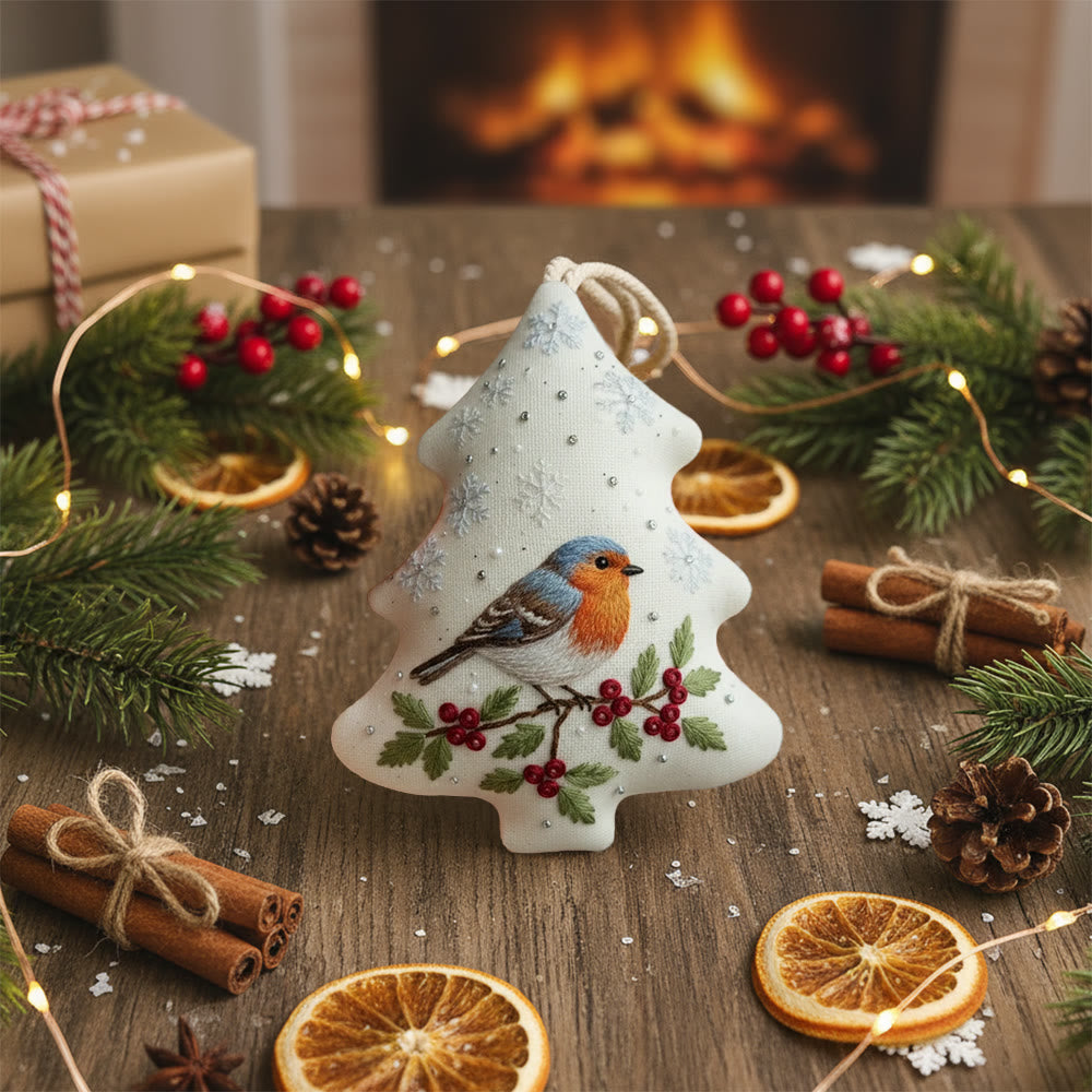 Rubbyoo Tree-shaped Embroidery Kit - Winter Robin | Charming Handmade Ornament | Perfect for Craft Enthusiasts - image 7