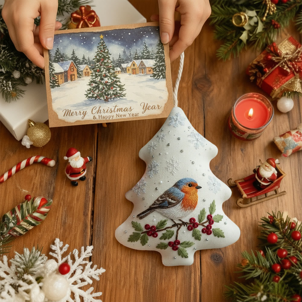Rubbyoo Tree-shaped Embroidery Kit - Winter Robin | Charming Handmade Ornament | Perfect for Craft Enthusiasts - image 8
