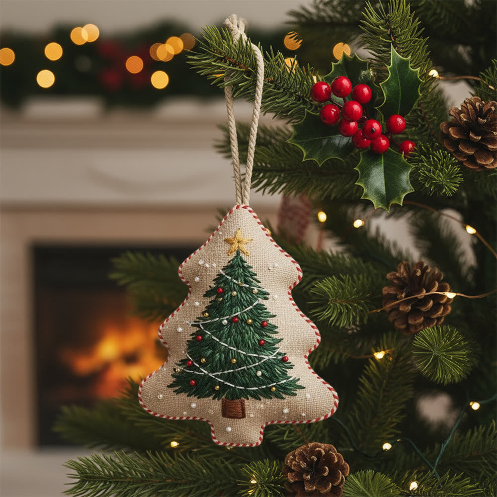 Rubbyoo Tree-shaped Embroidery Kit - Classic Christmas Tree | Diy Project For Beginners | Ideal For Cozy Home Decor - 6 inches hoop kit - image 0